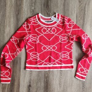 New York & Company Vibrant Red and White Sweater